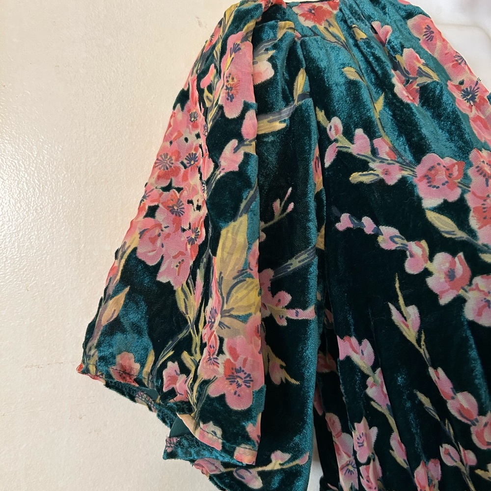 Baltic Born Green Floral Velvet Maxi Dress with Pink Flowers - Picture 5 of 12